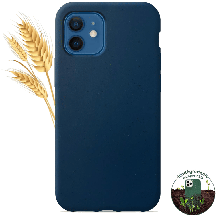 Coque silicone unie compatible Biodégradable Bleu Apple iPhone 12