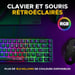 Combo gaming 2-en-1 THE G-LAB Hydrogen Clavier AZERTY filaire semi-mécanique + Souris 7200 DPI RGB Noir