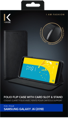 Folio a conchiglia con slot per schede e supporto per Samsung Galaxy J6 2018, nero