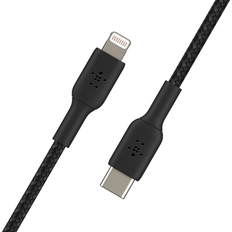 Câble à gaine tressée USB-C vers Lightning BOOST?CHARGE™ (1 m), Noir