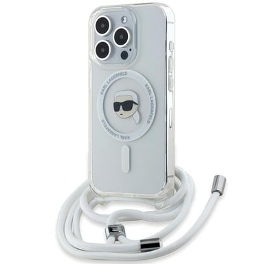 Custodia Karl Lagerfeld per iPhone 15 Pro 6.1'' Custodia rigida trasparente Crossbody IML Karl Head Magsafe
