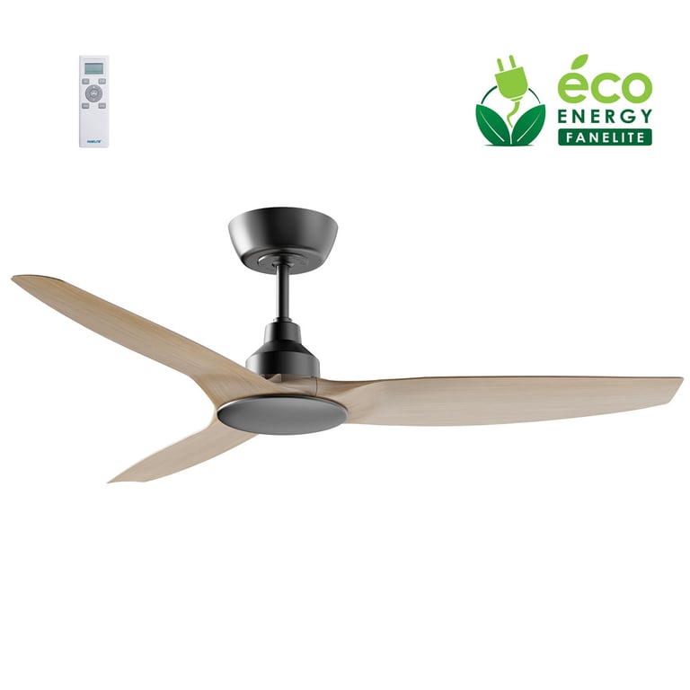 Fanelite Ventilateur de plafond 132 cm et ABS imitation bois FANDC52N BKC Moteur DC 3 pales SANS LUMIÈRE Silencieux Neuf