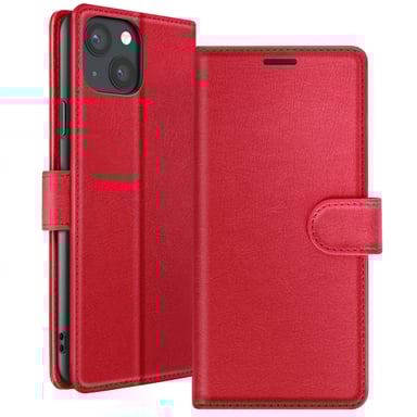 Zanaé Funda tipo cartera para iPhone 13 con soporte y lengüeta magnética Rojo