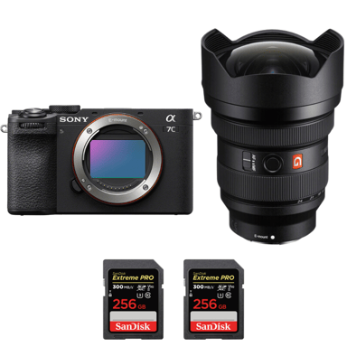 Appareil photo hybride Sony A7C II Noir + FE 12-24mm f/2.8 GM + 2 SanDisk 256GB Extreme PRO UHS-II + Ebook ''20 astuces pour des images qui claquent''