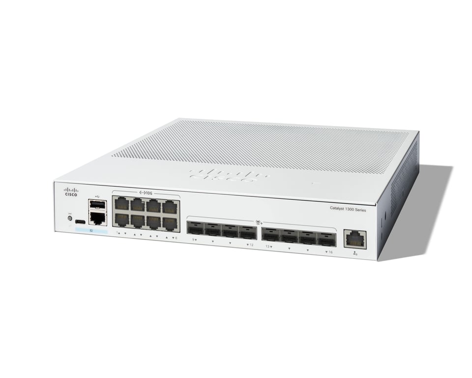 Cisco Catalyst 1300 16XTS Commutateur C3 intelligent 8 x 10GBase T + 8 x 10 Gigabit SFP+ Montable sur rack - vue 2