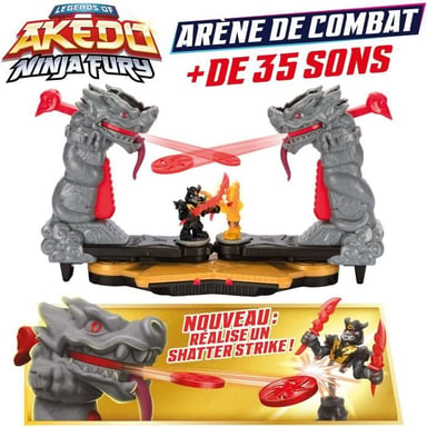Arene de Combat Ninja Fury - AKEDO - Combat avec figurines, contrôleurs et effets sonores - Neuf