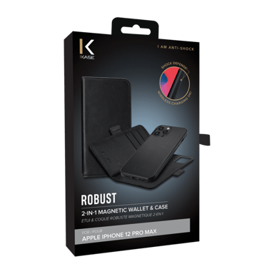 Robusta custodia magnetica e guscio 2 in 1 per Apple iPhone 12 Pro Max, nero onice