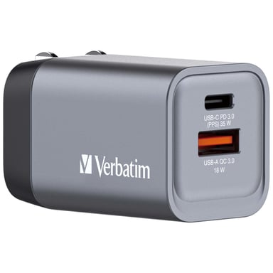 VERBATIM Chargeur secteur GNC 1x port USB-A + 1x port USB-C 35W