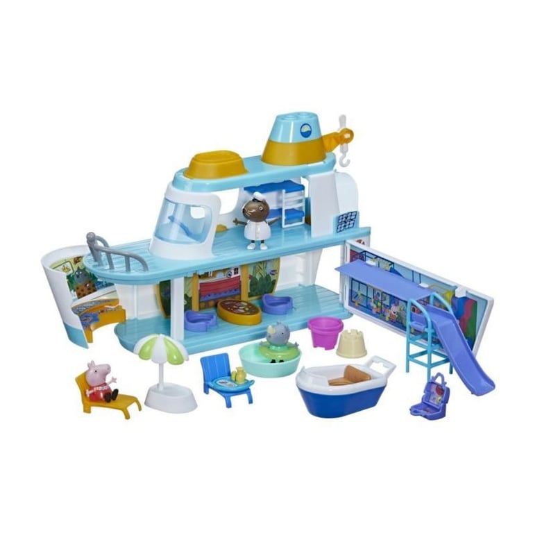 Peppa Pig, Le bateau de croisiere de Peppa, coffret de jeu avec 17 pieces, jouets préscolaires, des 3 ans - Neuf