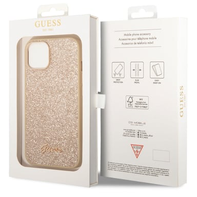 Custodia Guess Glitter Flakes per Apple iPhone 14 - Oro
