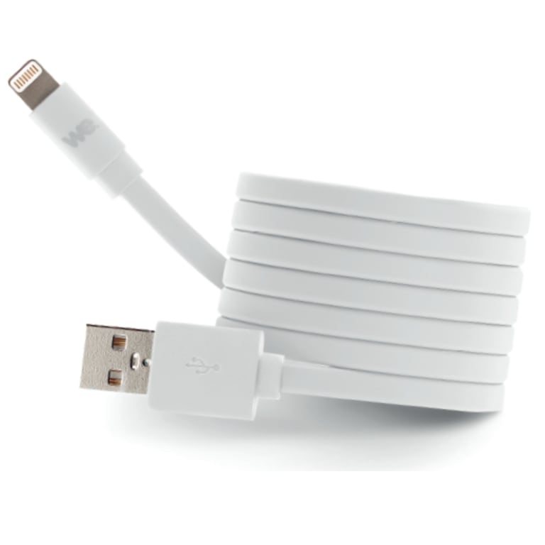 WE Câble USB/lightning plat compatible avec iPhone: évite de faire des noeuds 1m - en silicone - vue 2