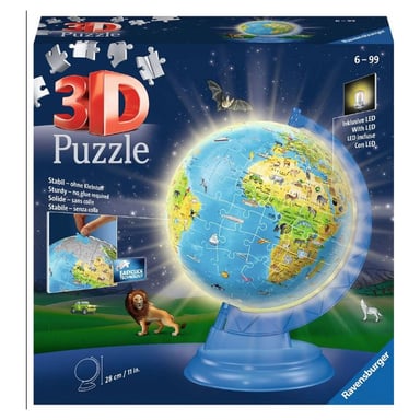 Globo terráqueo iluminado en 3D con 180 piezas para niños