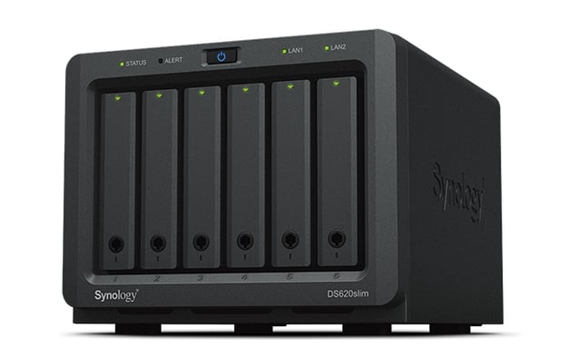 Synology DiskStation DS620SLIM NAS Storage Server Desktop Intel® Celeron® J3355 2GB DDR3L 0TB DiskStation Manager Nero