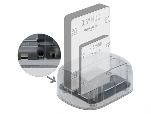 Docking station DeLOCK USB Type-C per 2 x HDD / SSD SATA, trasparente