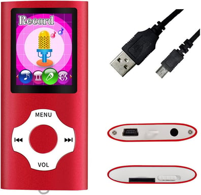 Lecteur MP4 avec micro SD de 128 go rouge