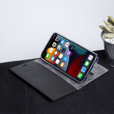 Diarycase 2.0 Guscio in vera pelle con supporto magnetico per Apple iPhone 13 Pro, nero notte