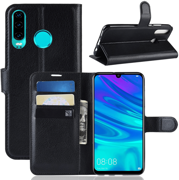 Coque Portefeuille pour HUAWEI P30 Lite Simili-cuir Rabat Protection (NOIR)