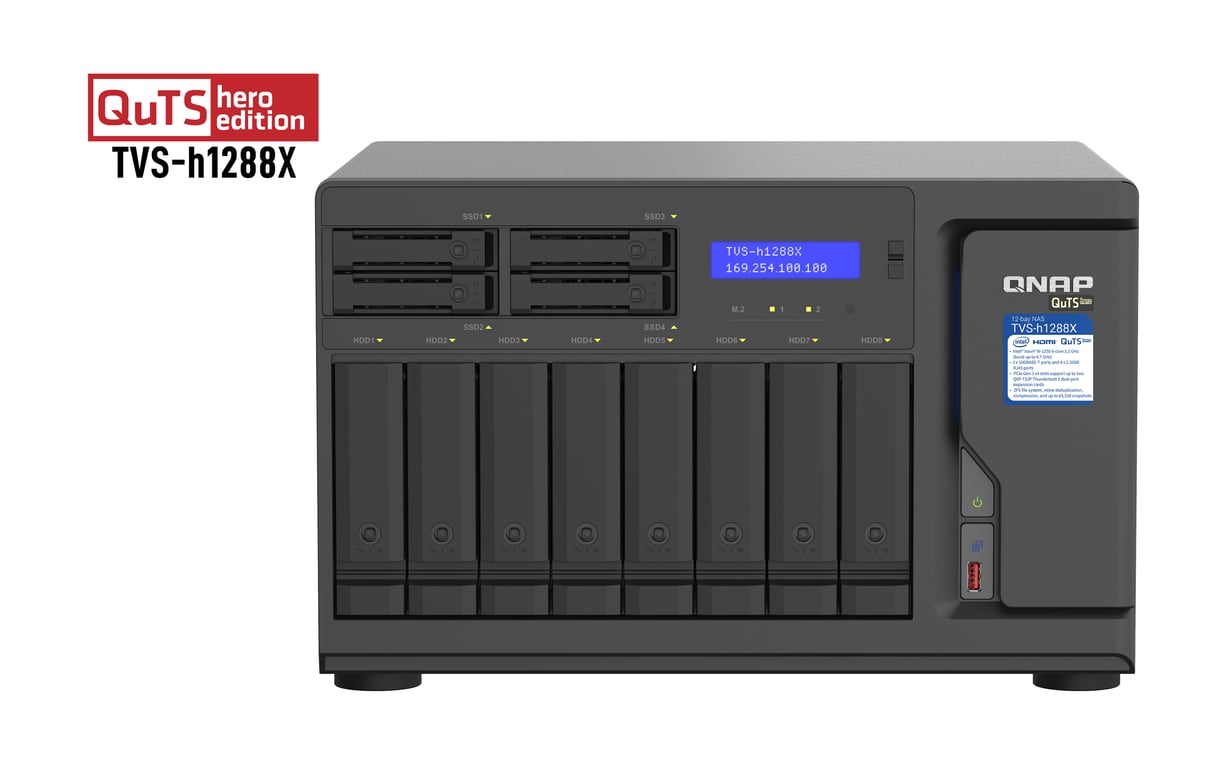 QNAP TVS h1288X NAS Tower Intel® Xeon® W 1250 DDR4 0 To QuTS hero Neuf