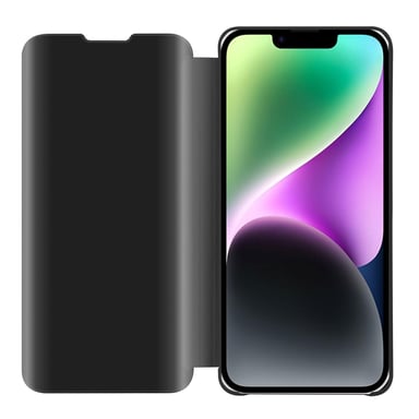 Coque pour Apple iPhone 14 PLUS en TOURMALINE NOIR Clear View Housse de protection Étui de protection miroir avec fonction de support Protection à 360 degrés
