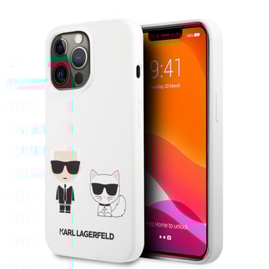 Karl Lagerfeld - Funda de silicona blanca con diseño de avatar Karl & Choupette para iPhone 13 Pro