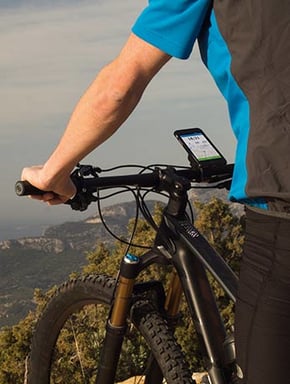 Soporte para smartphone de bicicleta, sistema de montaje universal seguro, ajustable a todos los manillares (18-33 mm) - Negro