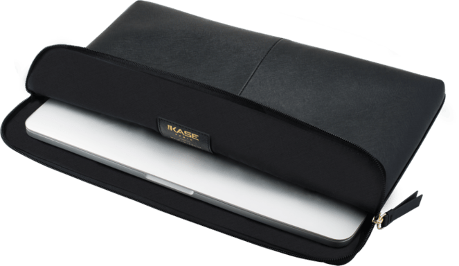 Funda de piel auténtica Saffiano para MacBook Pro Retina Thunderbolt 3 USB-C y Macbook Air 2018 de 13 pulgadas, negro medianoche