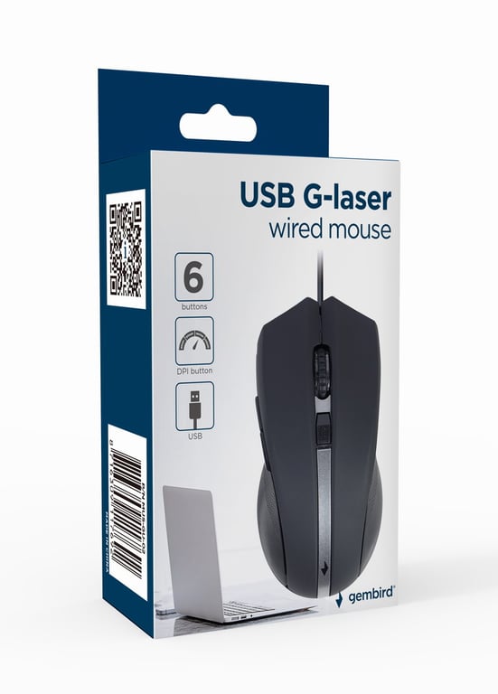 Souris Gembird MUS-GU-02 – Laser Ambidextre 2400 DPI 6 Boutons - vue 4