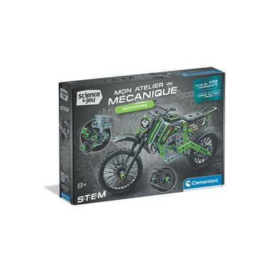 Clementoni Maquette moto Motocross Xtrem Plus de 170 pièces avec mécanisme fonctionnel