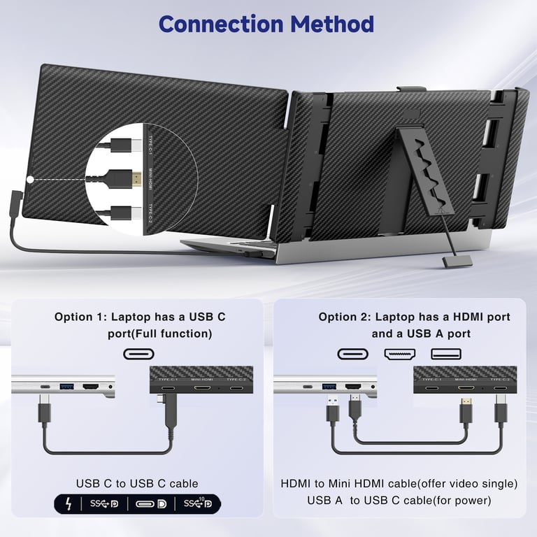 SIAVIALA P6 Écran d'Extension Double 14 Pouces pour Portable Design Classique Moniteur Double Portable FHD IPS Neuf - vue 3