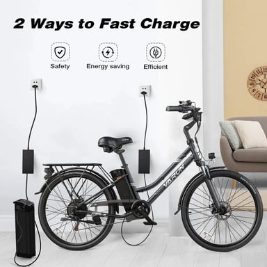 VéLo Électrique C26-2 | Moteur 500W | Batterie 48V 7.8Ah | Pneus 26 Pouces | Vitesse Max 25 km/h | Autonomie 45 km | Blanc