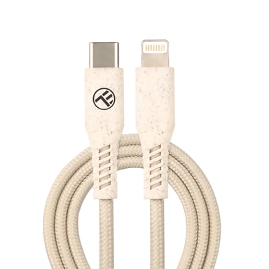 Tellur Green Data Cable Type-C To Lightning, 2.4A, PD20W, 1m, nylon, paille de blé, crème