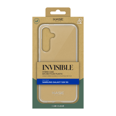 Coque hybride invisible fabriqué avec 83% de plastique recyclé pour Samsung Galaxy S26 5G, Transparente