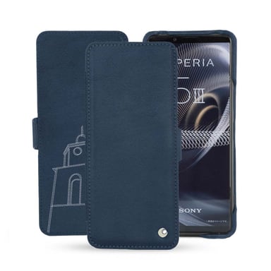 Housse cuir Sony Xperia 5 III -  - Blu mediterran ( Pantone #0E3043 ) - Cuir lisse premium