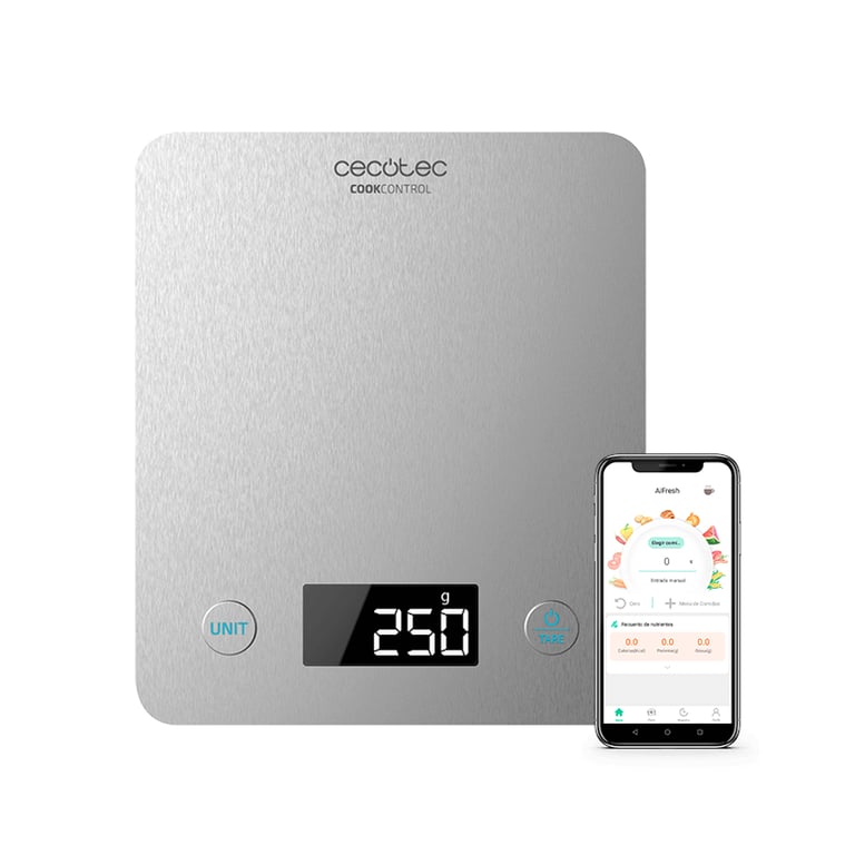 Balance De Cuisine Connectée Cecotec Cookcontrol 10000 5 Kg Lcd Finissions En Acier Inox Précision D'1 G Capacité De 5kg Écran Lcd Revêtement Anti Empreintes Design Extra Plat - vue 2