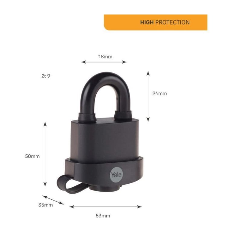 Cadenas étanche YALE Y220B511181 Anse laminé acier cémenté Protection thermoplastique 51 mm 3 clés - vue 3
