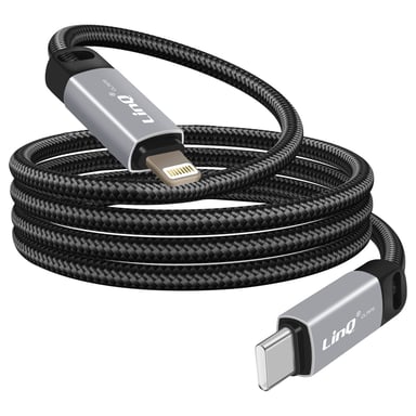 LinQ Cable Lightning a USB-C Power Delivery 36W de Nylon Trenzado 1,2m Negro