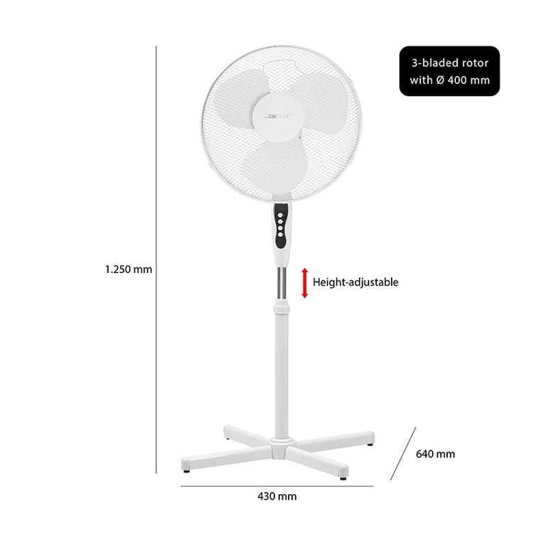 Ventilateur sur pied CLATRONIC VL Oscillation Réglable en hauteur et inclinaison - vue 4