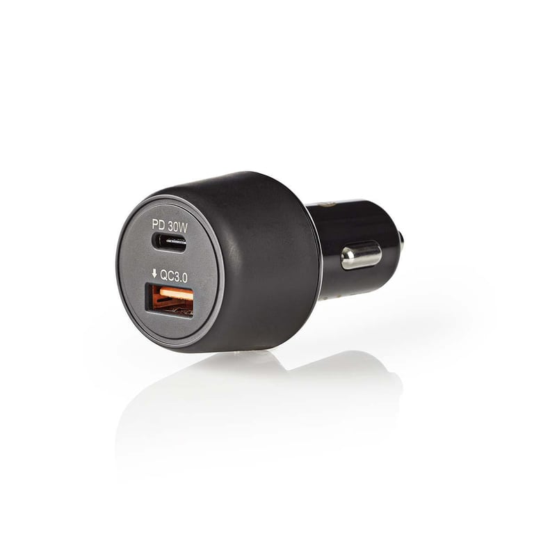Nedis CCPD30W100BK chargeur d'appareils mobiles Smartphone Noir Allume-cigare Charge rapide Auto - Neuf