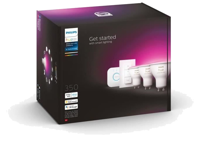 PHILIPS White & Color Ambiance Kit de démarrage ampoule LED connectée GU10 - Pack de 3