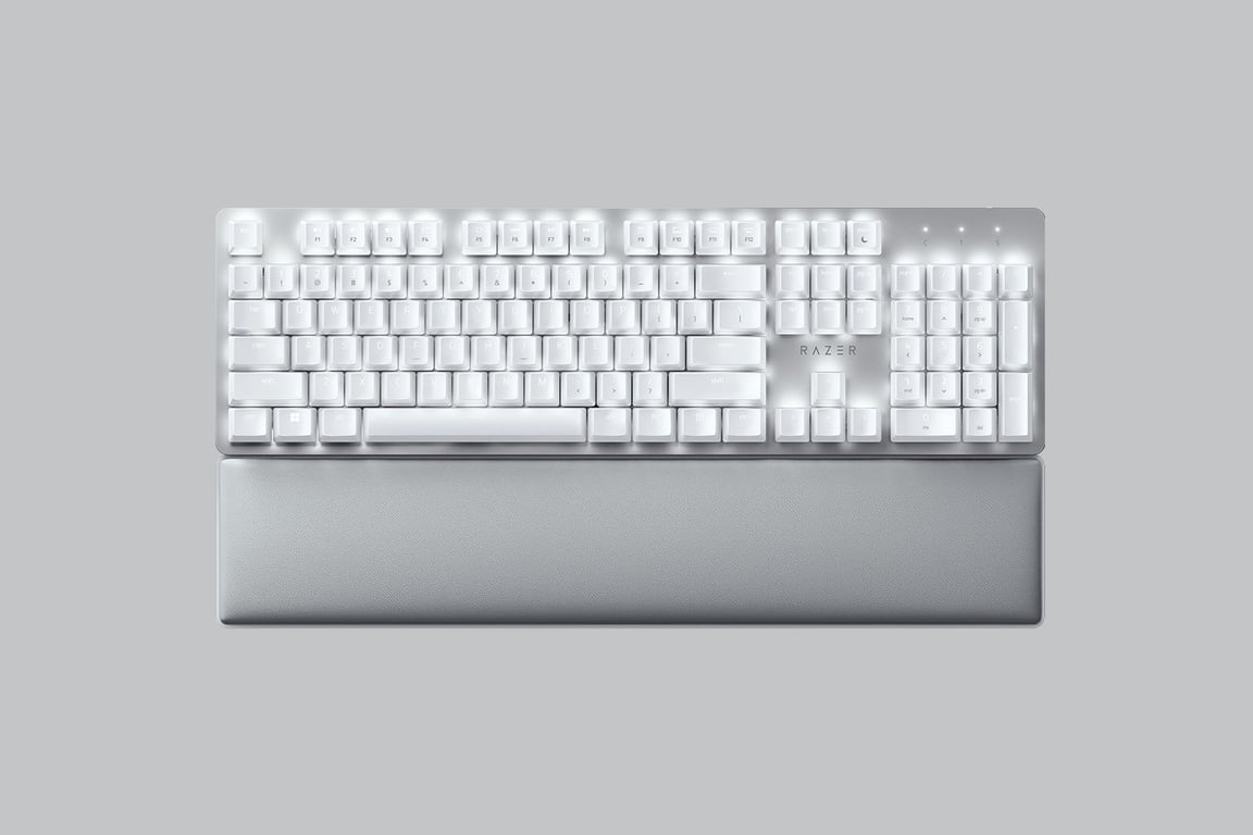 Razer Pro Type Ultra clavier Bureau USB + RF Wireless + Bluetooth QWERTY Anglais américain Argent, Blanc - Neuf