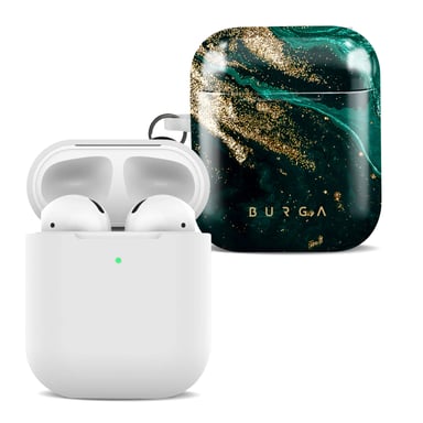 Cover per AirPods 2 e AirPods 1 Burga Emerald Pool Antiurto + Anello