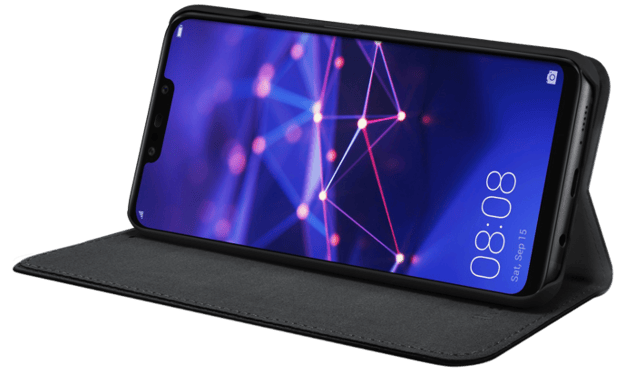 Funda plegable con ranura para tarjetas y soporte para Huawei Mate 20 Lite , Negro