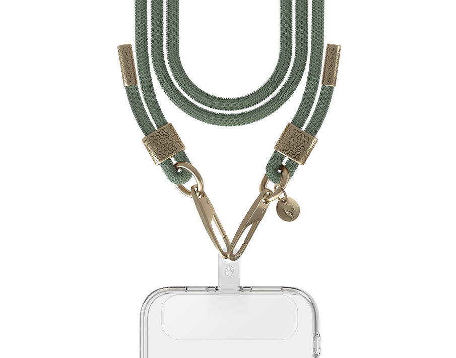 Bandoulière Cordon Universelle Amovible Kaki détails dorés + Garantie à vie Force Case - Neuf