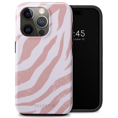 Selencia Coque arrière Vivid pour Apple iPhone 15 Pro - Colorful Zebra Old Pink
