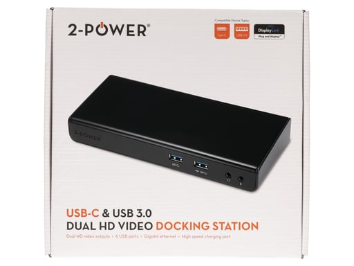 2-Power DOC0110A base para portátil y replicador de puertos Alámbrico USB 3.2 Gen 1 (3.1 Gen 1) Type-B Negro