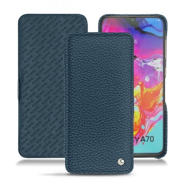 Housse cuir Samsung Galaxy A70 -  - Bleu - Cuir grainé