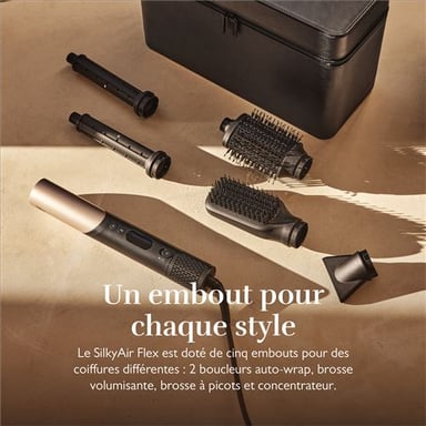 Secador de pelo Silk'n Silky Air Flex Negro-Oro, 1300W, Tecnología Iónica, 5 Accesorios incluidos