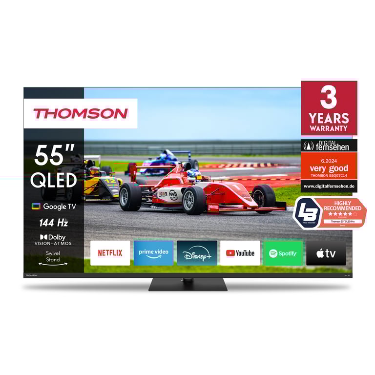 Google TV 55 QLED Pro avec pied central rotatif 144Hz 140cm 2024 - vue 2
