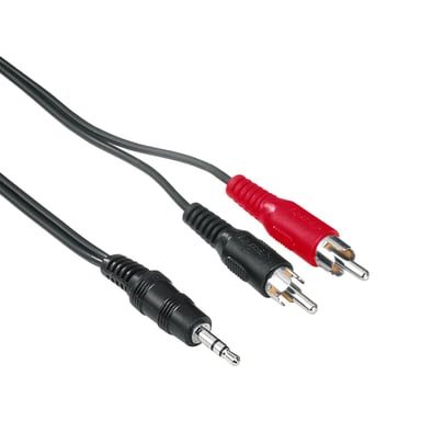 Câble audio stéréo, 2 x RCA mâles - 1 Jack 3,52mm, Noir, 2,00m