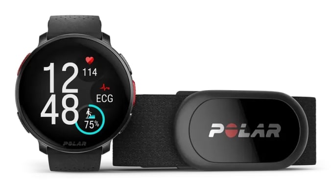 Polar Vantage V3 - Alluminio - Orologio sportivo con banda - Silicone - Display 3,5 cm (1,39 '') - 32 GB - Bluetooth - 57 G - Night Black - con sensore di frequenza cardiaca H10 polare (900108891)